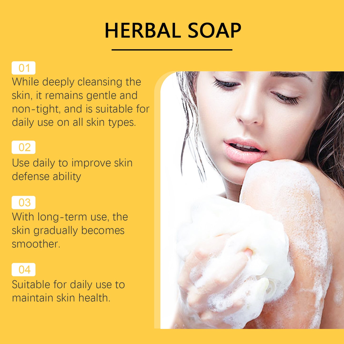 Turmeric Herbal Beauty Soap Deep Cleansing Moisturizing Refreshing Oil Control Body Care Bath Soap
