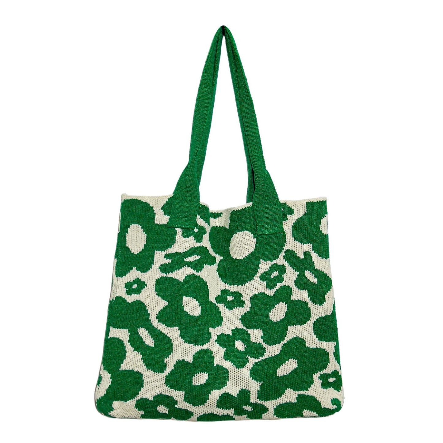New Flower Bag Knitted Bag Large Capacity Tote Bag Student Shoulder Bag Woolen Bag Trendy Girl