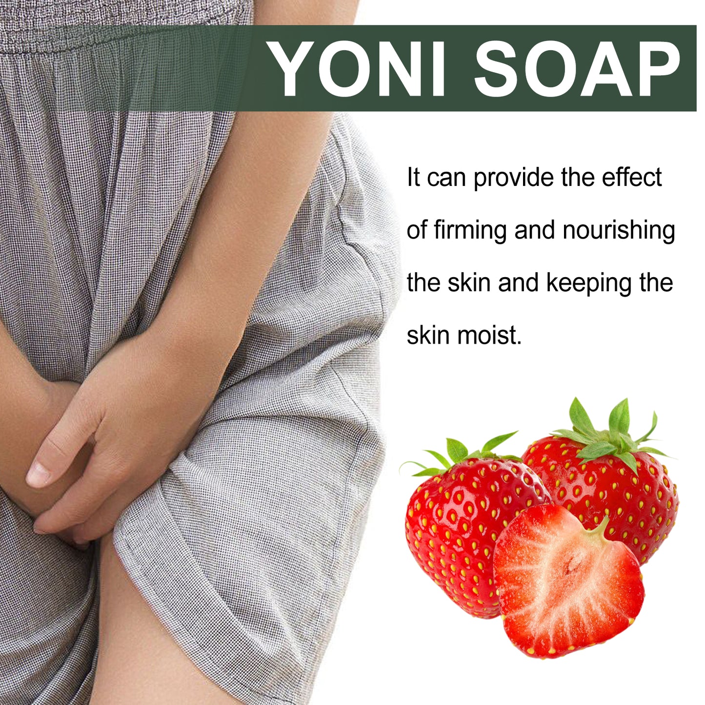 Strawberry Scented Soap, Gentle Cleansing Itchy Deodorant Body Care Soap For Women's Private Parts