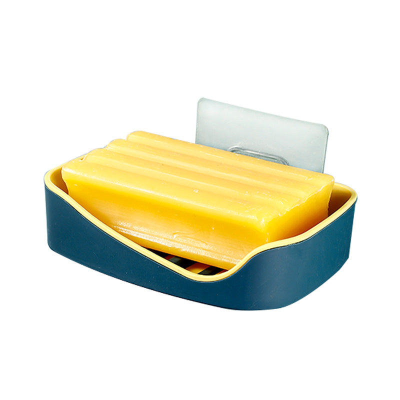 Traceless Paste Drain Soap Box Creative Double-Layer Non-Jamming Bathroom Rack Suction Wall Soap Box