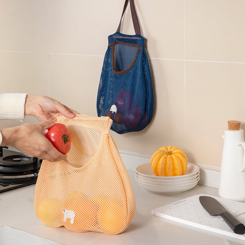 Kitchen Multi-Functional Wall-Mounted Potato Storage Hanging Bag Portable Ginger Garlic Onion Hollow Breathable Mesh Pocket