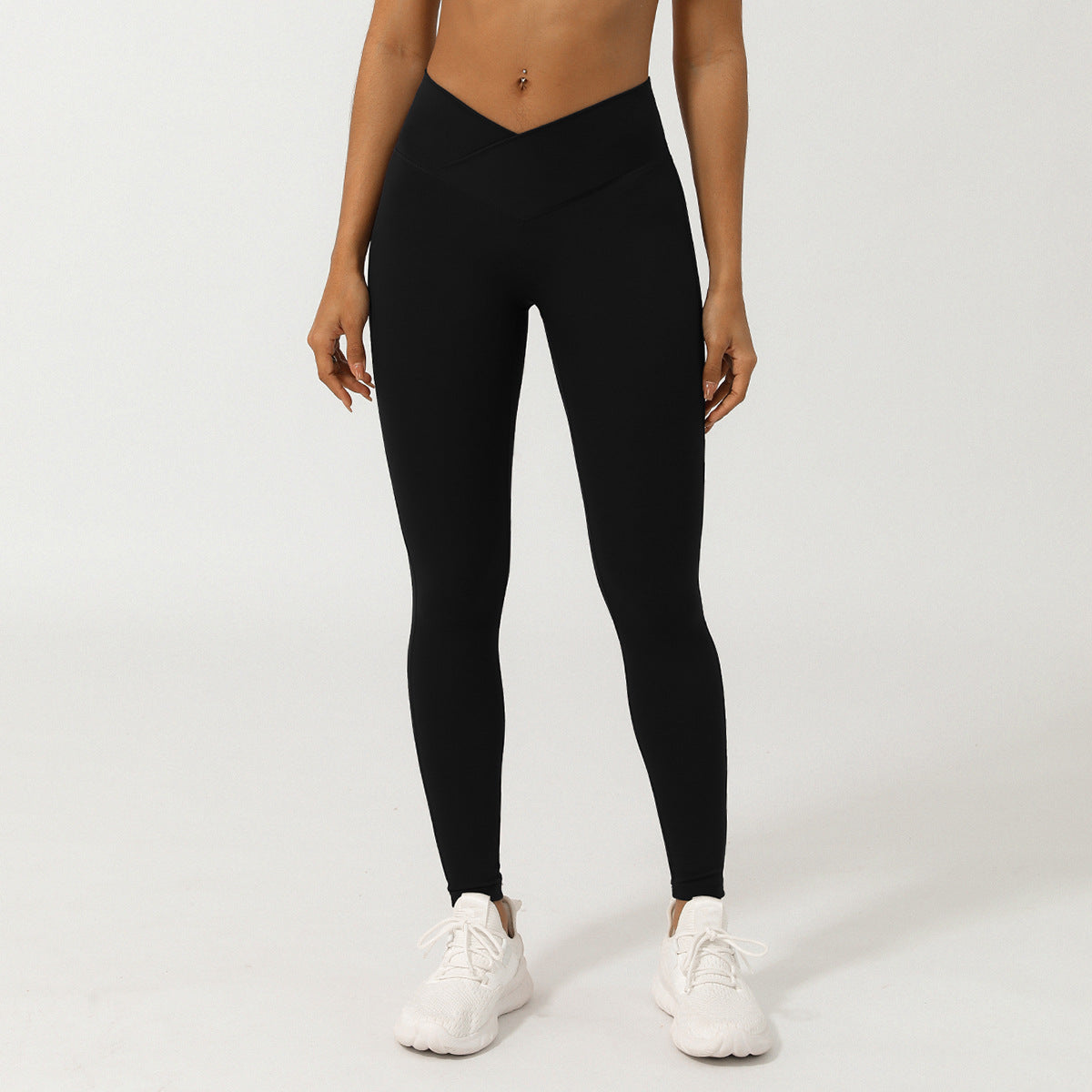 Cross V-shaped yoga cropped pants without T-line peach hip lifting fitness pants quick drying sports pants