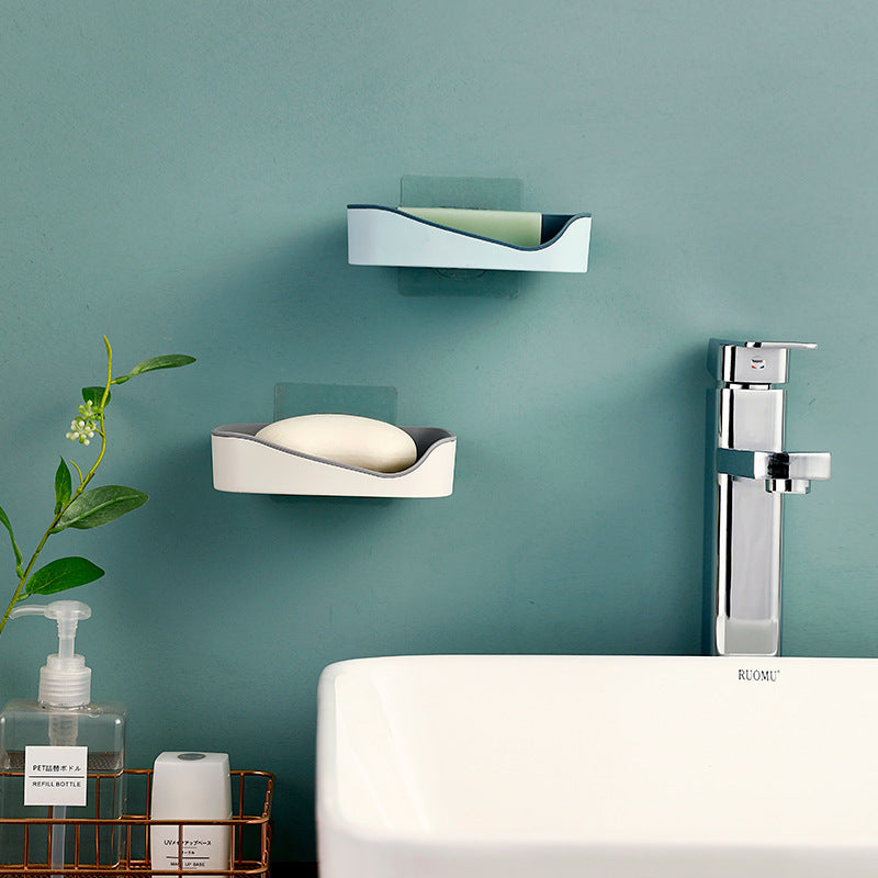 Traceless Paste Drain Soap Box Creative Double-Layer Non-Jamming Bathroom Rack Suction Wall Soap Box