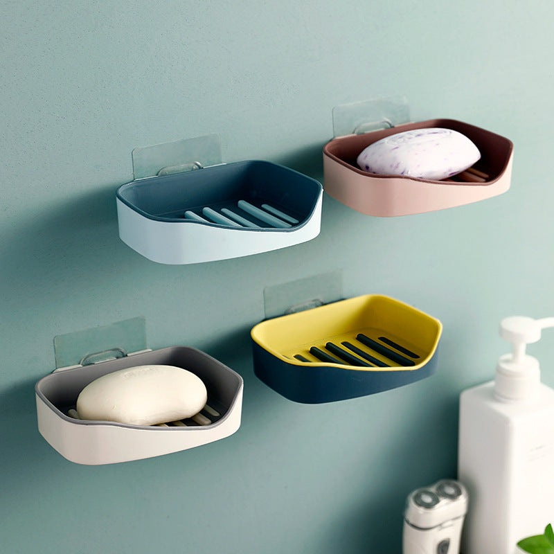Traceless Paste Drain Soap Box Creative Double-Layer Non-Jamming Bathroom Rack Suction Wall Soap Box