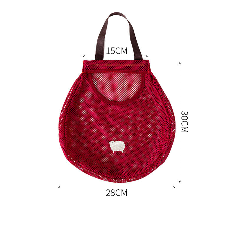 Kitchen Multi-Functional Wall-Mounted Potato Storage Hanging Bag Portable Ginger Garlic Onion Hollow Breathable Mesh Pocket
