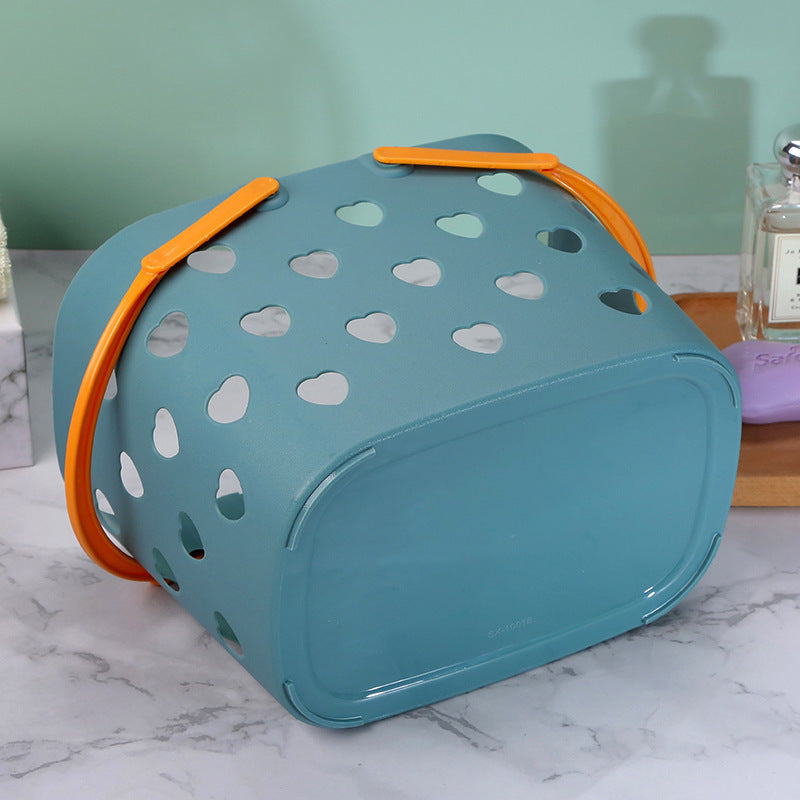 Bathroom Toilet Clothes Toiletries Storage Dirty Clothes Basket Portable Love Hollow Bath Basket Shopping Storage Basket