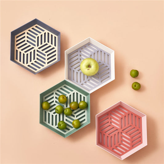 Double Creative Drain Basket Fruit Plate Washing Basket Kitchen Household Living Room Supplies