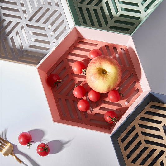Double Creative Drain Basket Fruit Plate Washing Basket Kitchen Household Living Room Supplies
