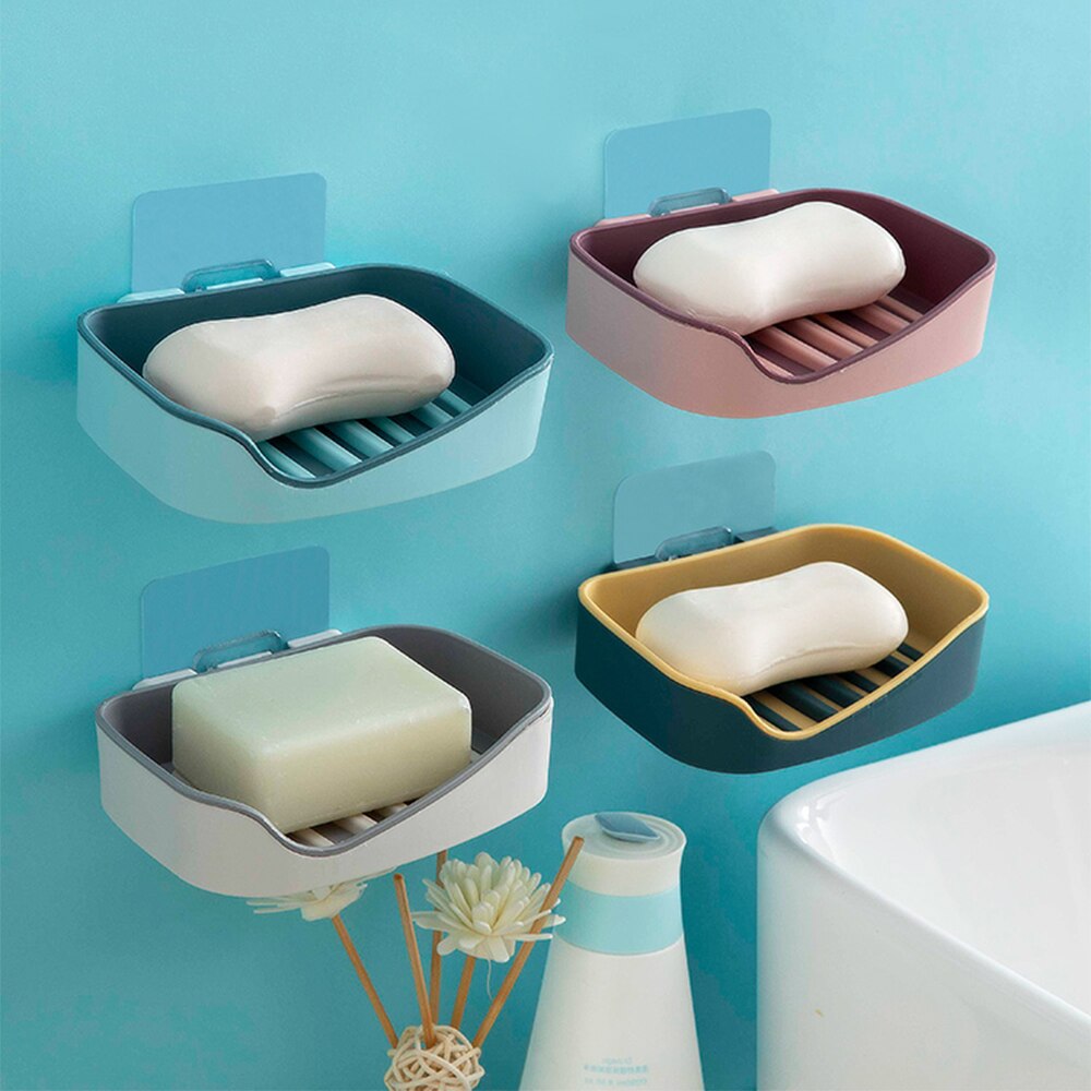 Bathroom soap box storage rack free perforated shelf drain toilet soap rack household suction cup wall-mounted soap box