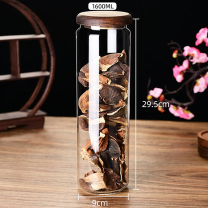 Glass sealed jar wooden lid kitchen universal storage jar coffee and flower tea display storage jar