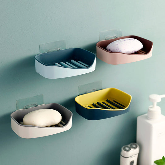 Traceless Paste Drain Soap Box Creative Double-Layer Non-Jamming Bathroom Rack Suction Wall Soap Box