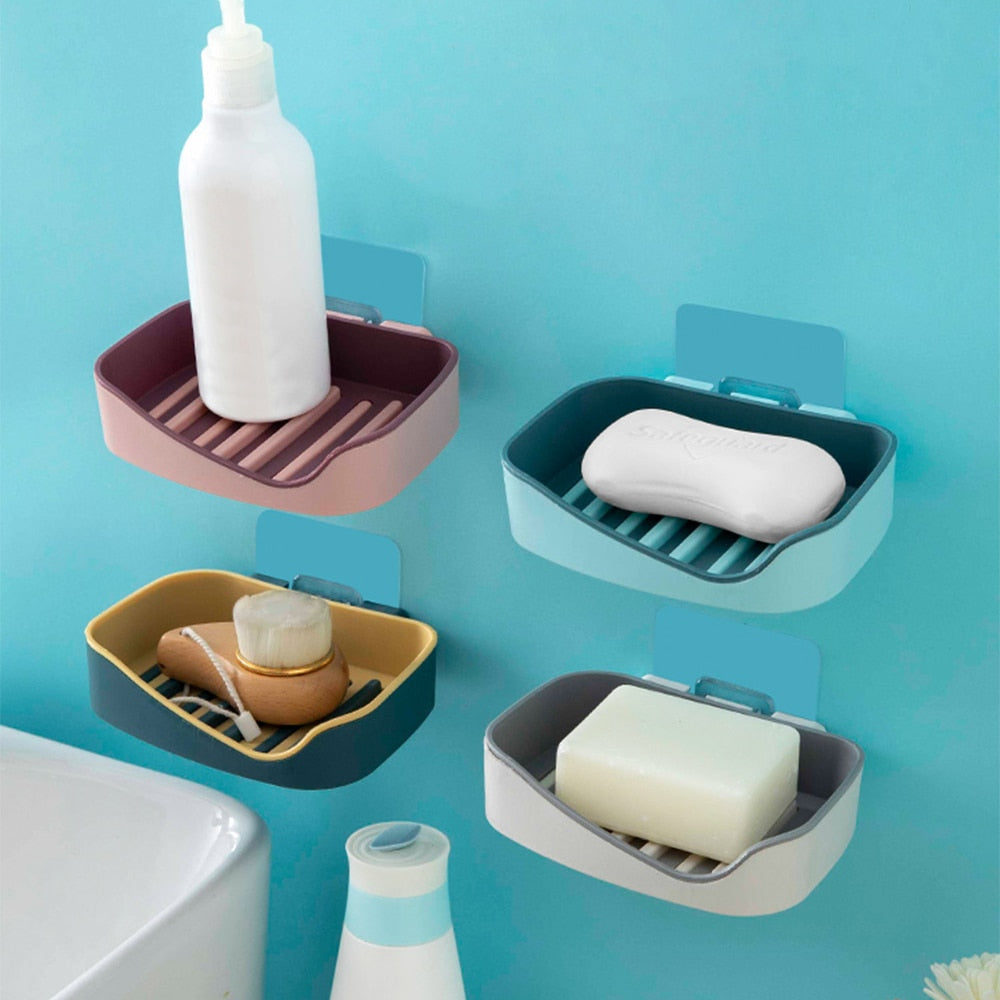 Bathroom soap box storage rack free perforated shelf drain toilet soap rack household suction cup wall-mounted soap box