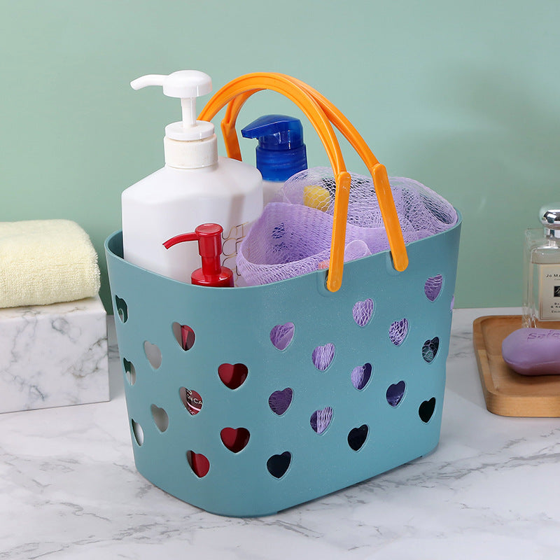 Bathroom Toilet Clothes Toiletries Storage Dirty Clothes Basket Portable Love Hollow Bath Basket Shopping Storage Basket