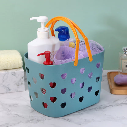 Bathroom Toilet Clothes Toiletries Storage Dirty Clothes Basket Portable Love Hollow Bath Basket Shopping Storage Basket