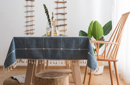 Restaurant Color Matching Striped Plaid Tablecloth Cotton Linen Cloth Art Tassel Home Hotel Coffee Table Cloth Spot