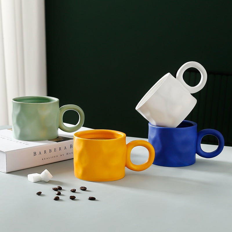 Nordic Ins Style Ceramic Mug Creative Klein Blue Big Ear Water Cup Simple And Practical Breakfast Coffee Cup