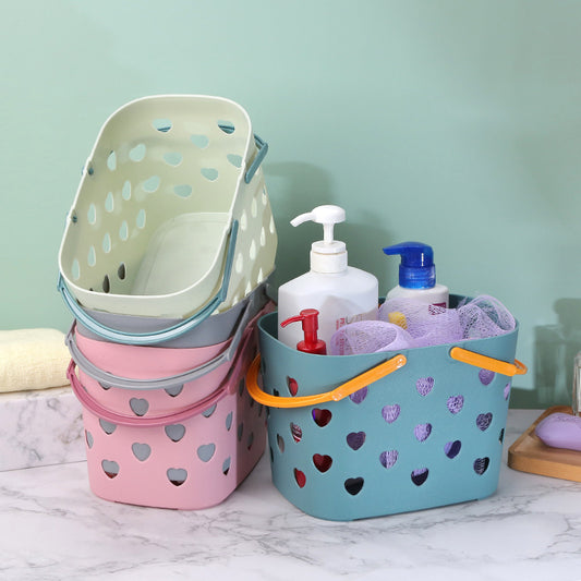 Bathroom Toilet Clothes Toiletries Storage Dirty Clothes Basket Portable Love Hollow Bath Basket Shopping Storage Basket