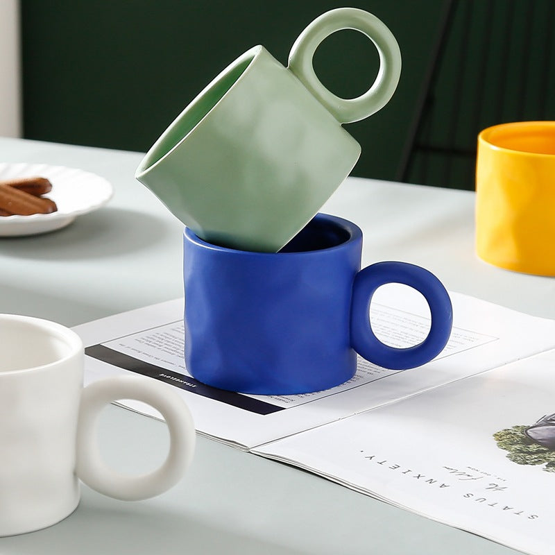Nordic Ins Style Ceramic Mug Creative Klein Blue Big Ear Water Cup Simple And Practical Breakfast Coffee Cup